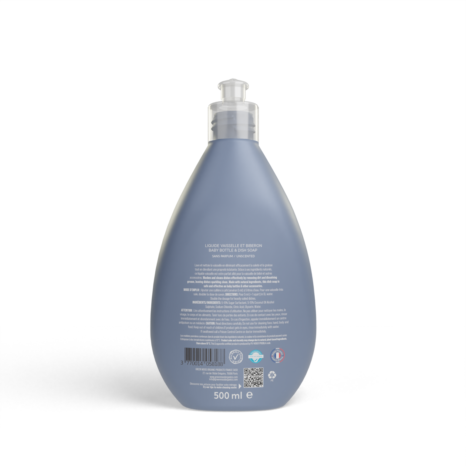 Liquide vaisselle 500ml spécial biberons et tétines