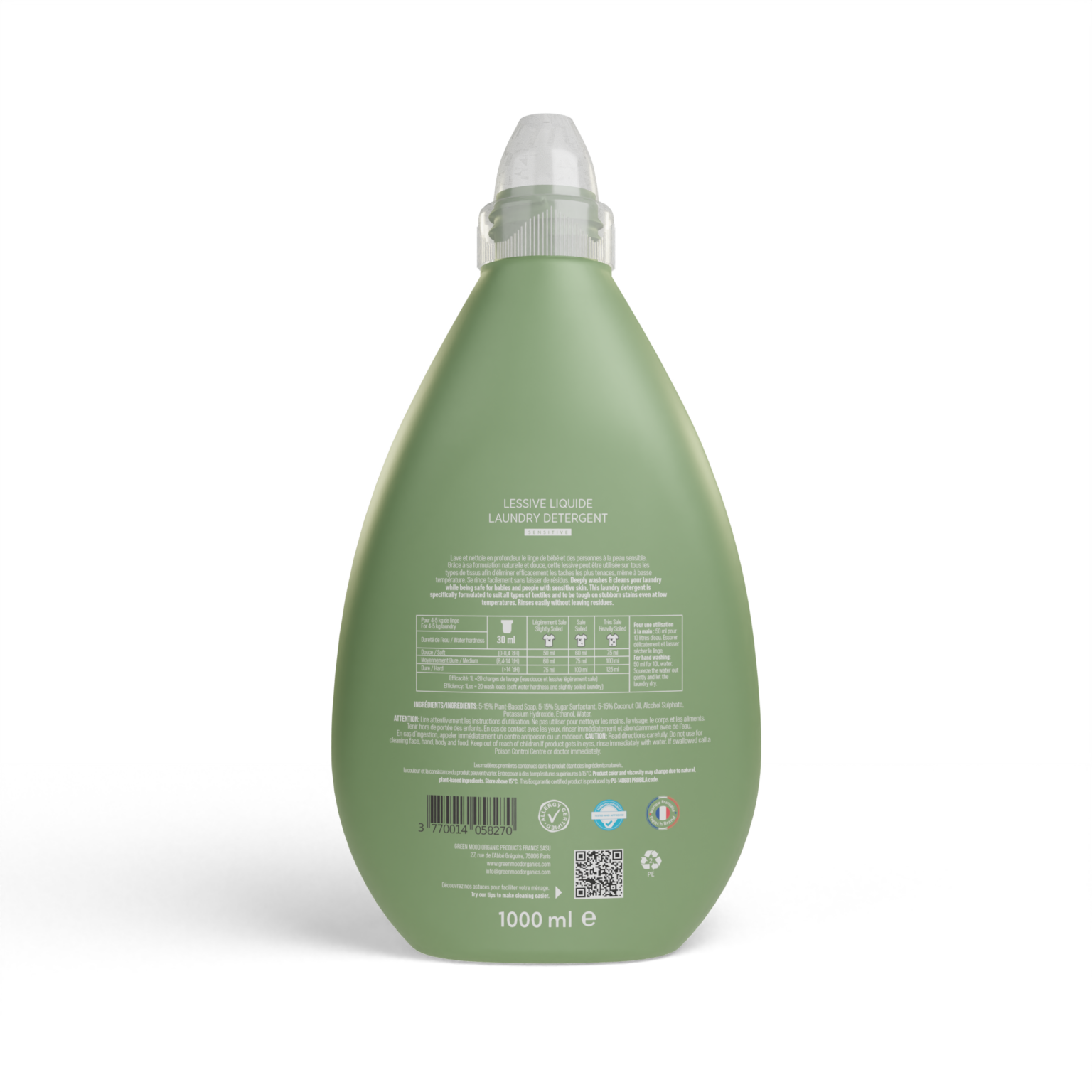 Lessive poudre écologique - 720g - Sans parfum - Solide !