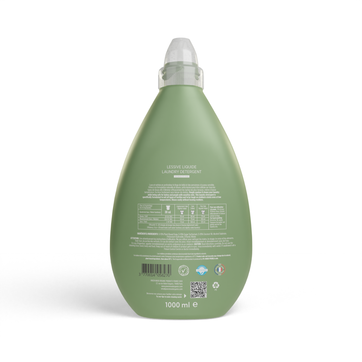 lessive liquide BIO hypoallergénique bouteille 3L - Lessives et